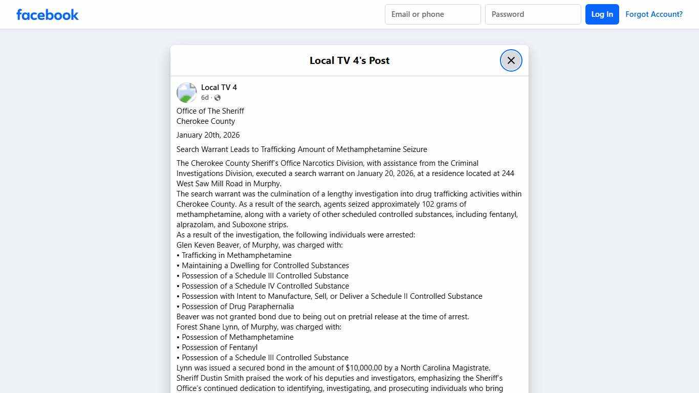 Local TV 4 - Office of The Sheriff Cherokee County... Facebook