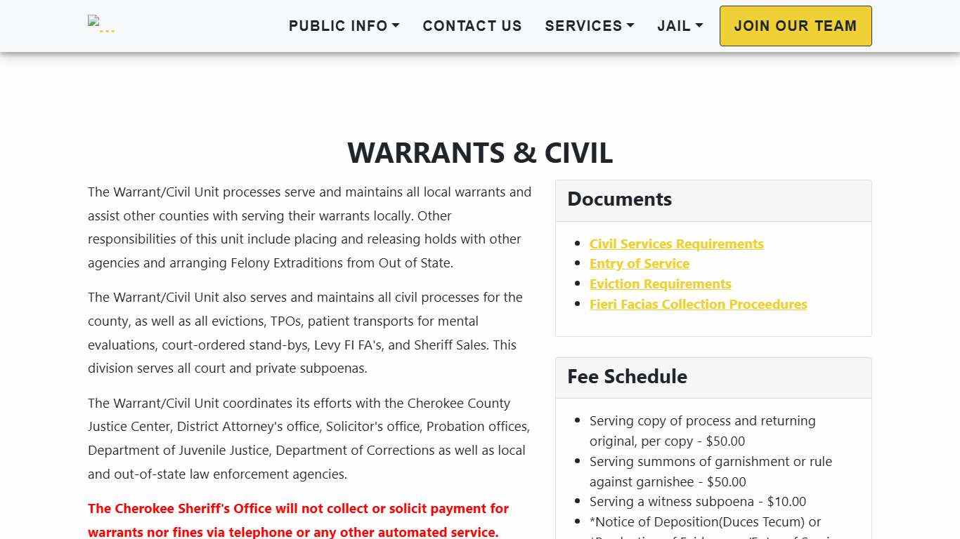 Warrants & Civil - Sheriff - Cherokee County, Ga